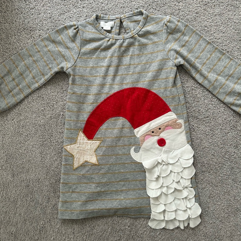 Mud Pie Santa Appliqué Striped Dress 4T